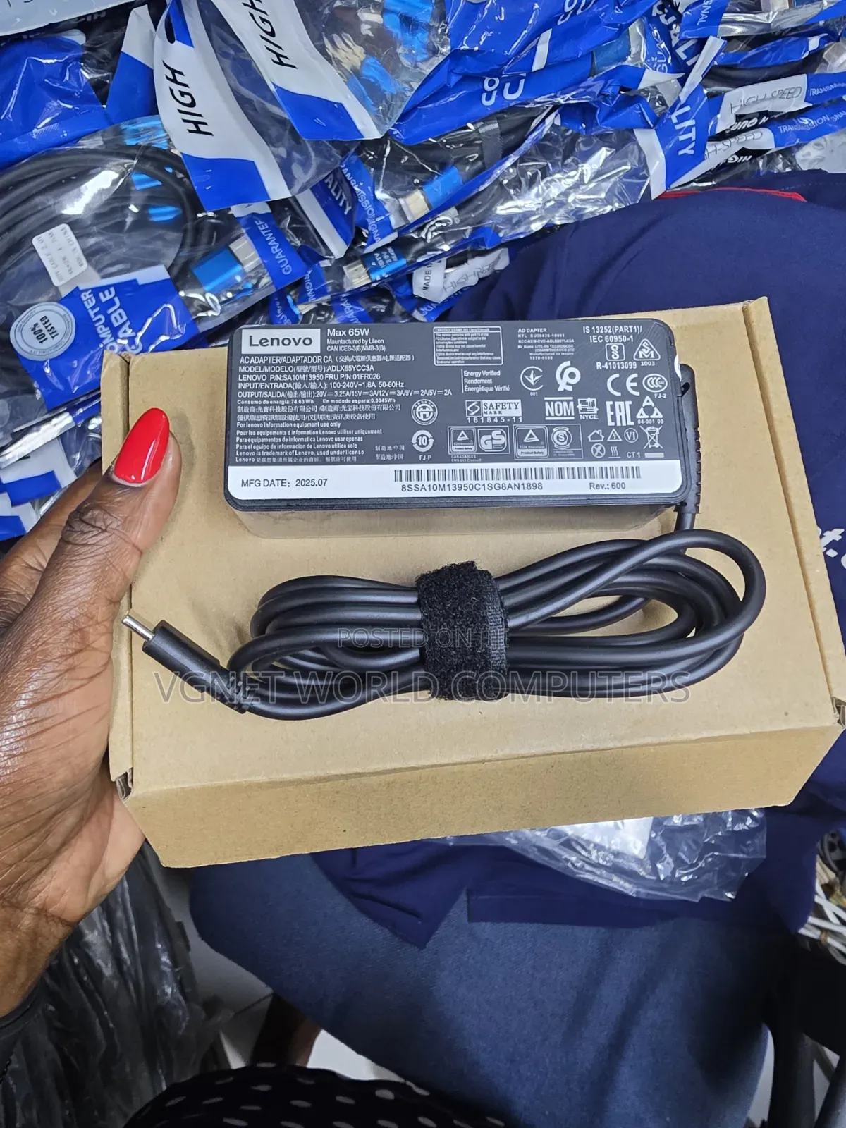 Original Lenovo Type C Laptop Charger 65watts 20v by 3.25a