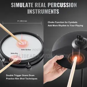 Professional Digital Electric Drum Set Fully Adjustable Setup & Sound