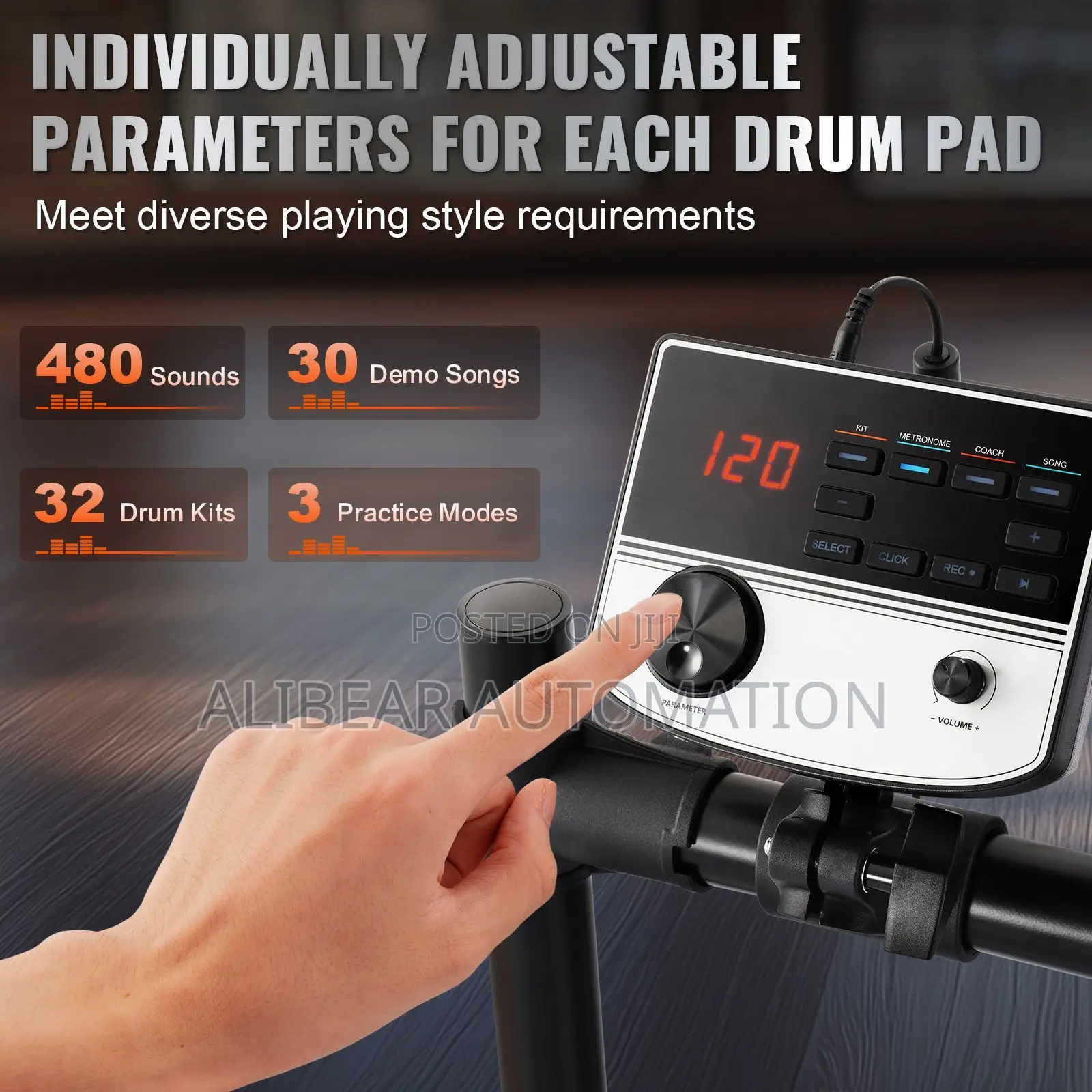 Professional Digital Electric Drum Set Fully Adjustable Setup & Sound