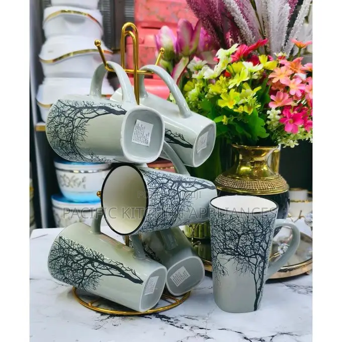 6 PC Tree Mug White