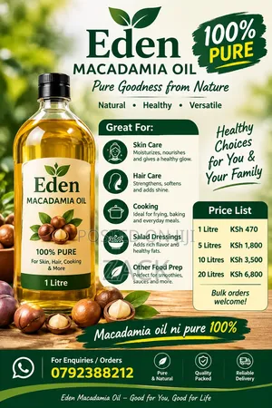 100% Pure Macadamia Oil – For Cooking, Skin & Hair