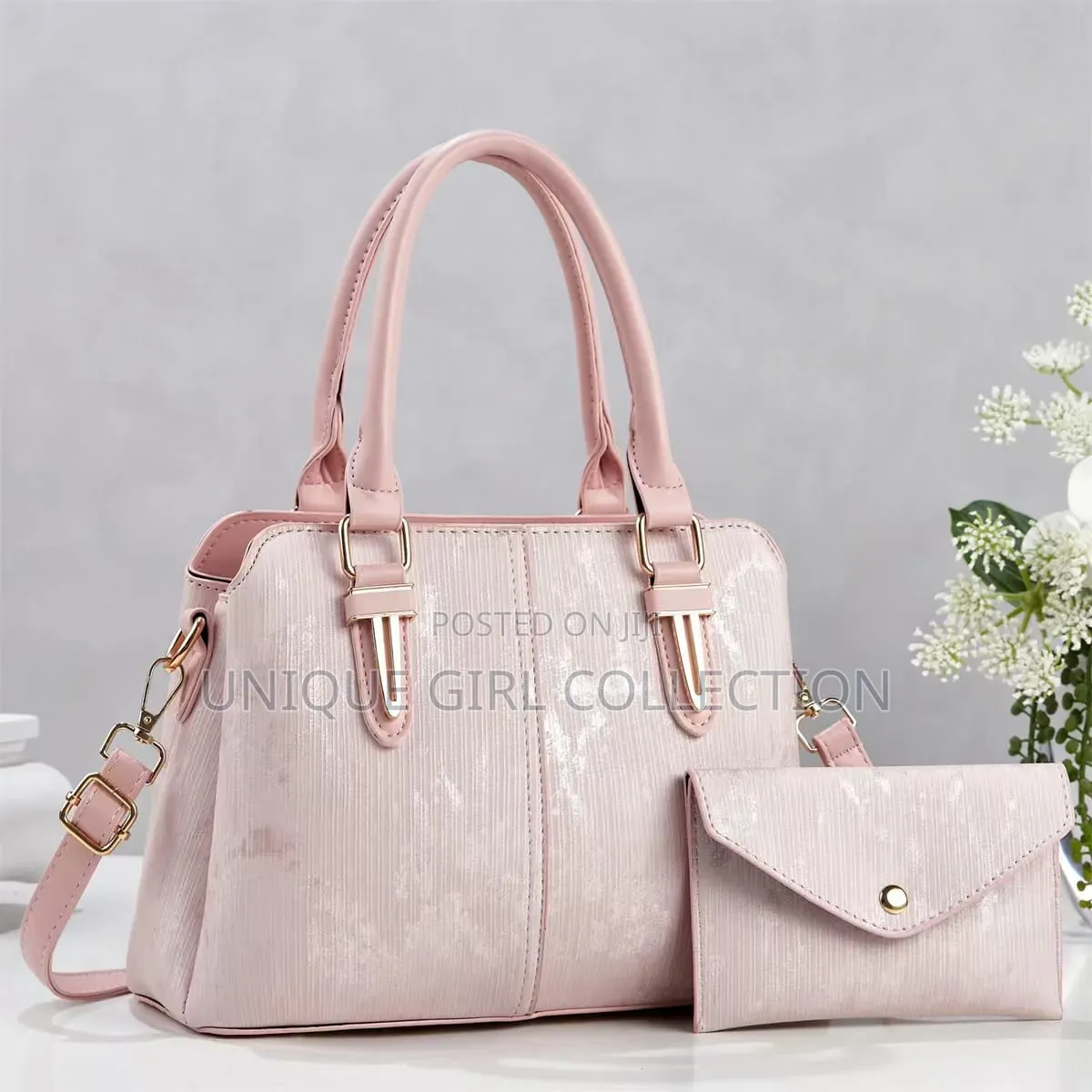 Premium 2-in-1 Metallic Shimmer Handbag Set