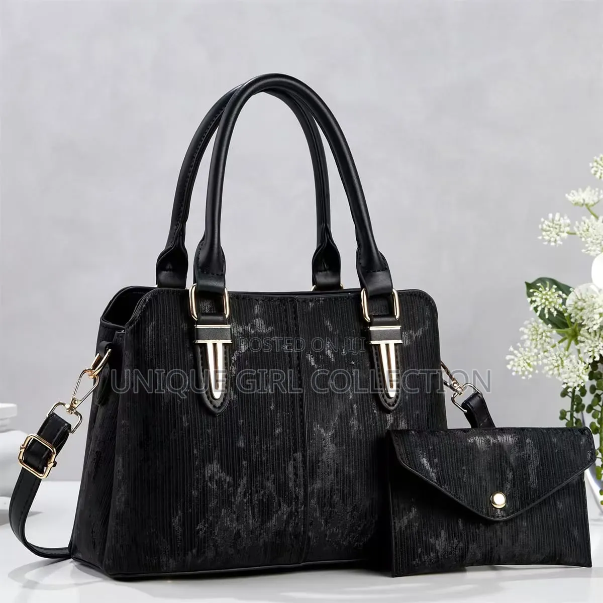 Premium 2-in-1 Metallic Shimmer Handbag Set