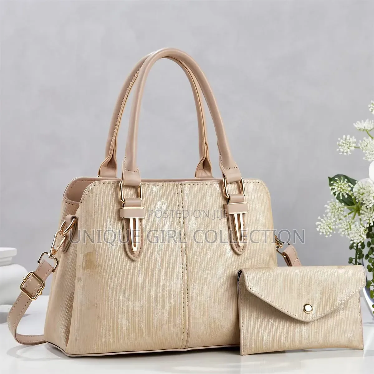 Premium 2-in-1 Metallic Shimmer Handbag Set