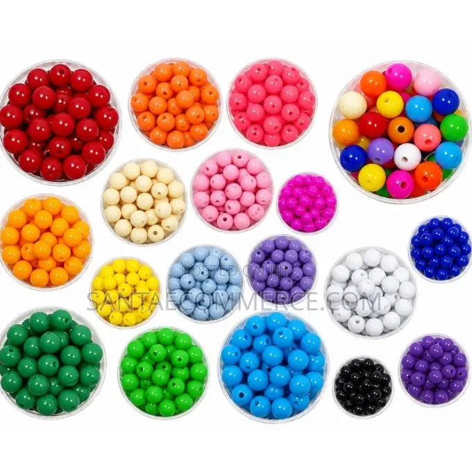 200 PCS Colorful Round Plastic Beads