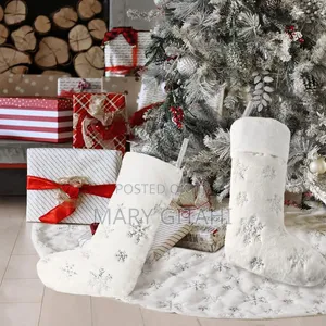 4 Pack Christmas White Faux Fur Xmas Socks