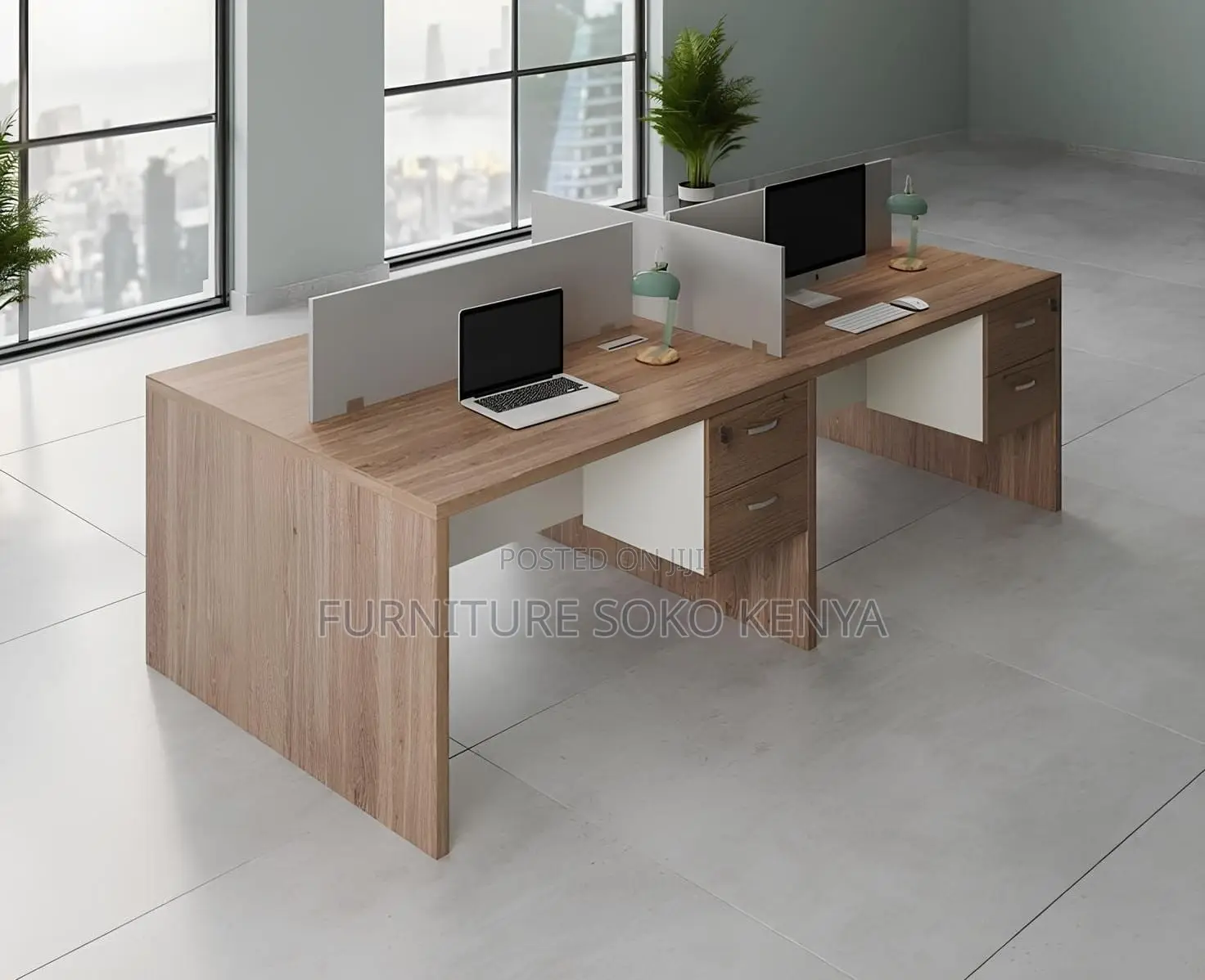 Office Workstation : Custom Modern 4-Way Workstation
