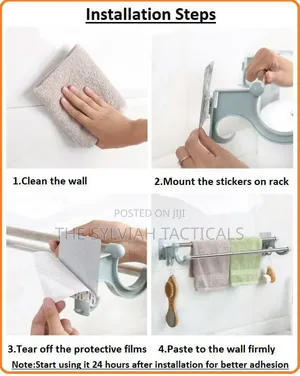 *54cm Self Adhesive Double Pole Towel Holder, Towel Rack Do Both