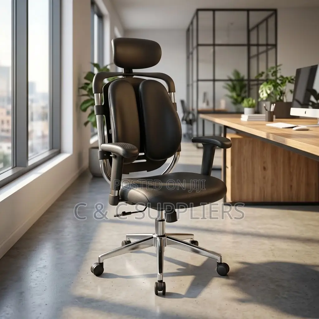 Dual Back Leather Adjustable Office Chair.