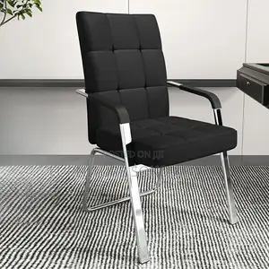 Office Chair : Modern Black Leather Executive Visitor Chair