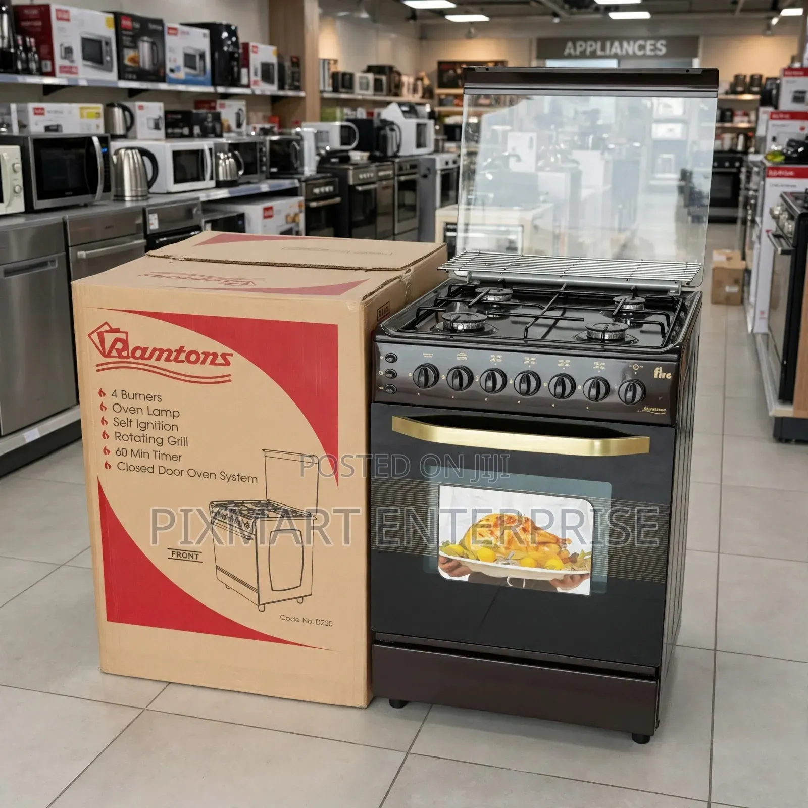 Ramtons 55x60 Gas Cooker Full Gas Standing Kitchen Cooker