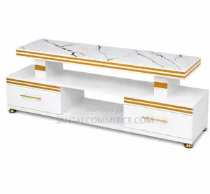 Executive White & Gold Marble TV Stand