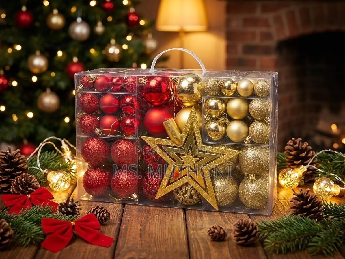 101 PCs Deluxe Regal Red & Gold Christmas Ornament Box