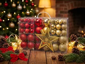 101 PCs Deluxe Regal Red & Gold Christmas Ornament Box