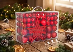 101 PCs Deluxe Regal Red & Gold Christmas Ornament Box