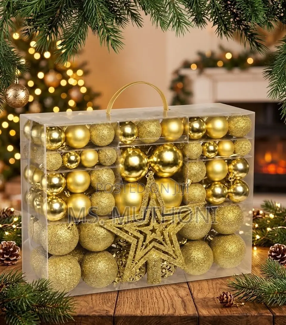 101 PCs Deluxe Regal Red & Gold Christmas Ornament Box