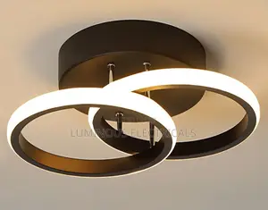 Modern Double Ring LED Ceiling Light Black & Warm White
