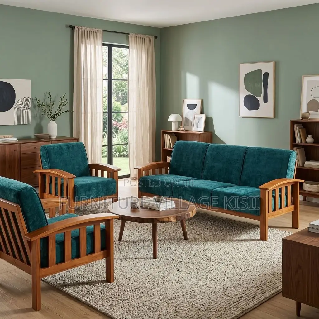 Blue Fabric Open Office Reception Sofa ,5-Seater