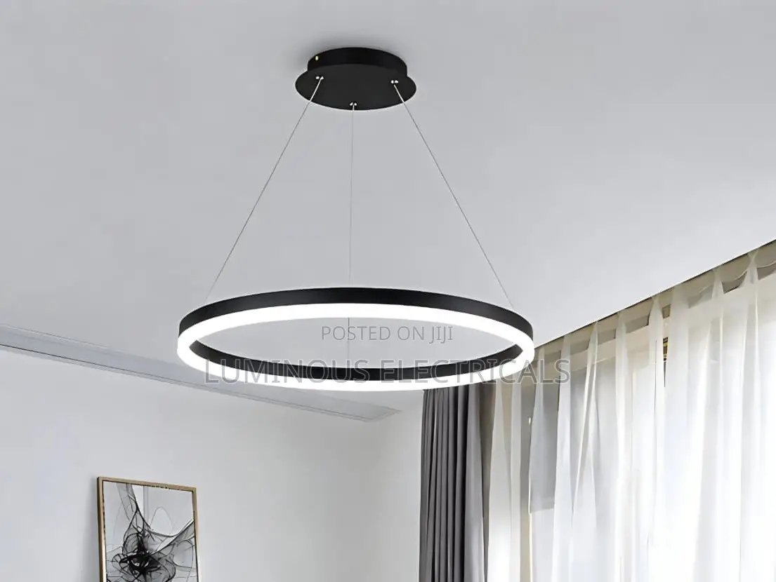 Modern Single Ring LED Pendant Ceiling Light Black