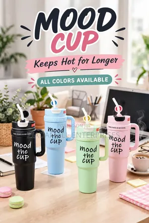 Mood Cup 40oz Tumbler - Keeps Hot Long - Handle + Straw - New
