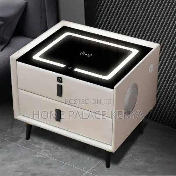Night Stand; Bedside Table With Wireless Charger and Storage Drawers
