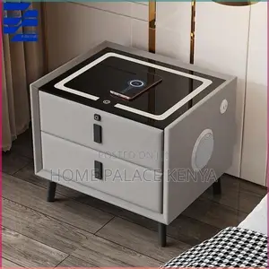Night Stand; Bedside Table With Wireless Charger and Storage Drawers