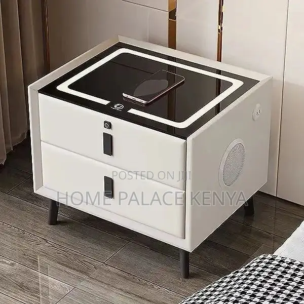 Night Stand; Bedside Table With Wireless Charger and Storage Drawers
