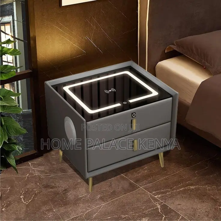 Night Stand; Bedside Table With Wireless Charger and Storage Drawers