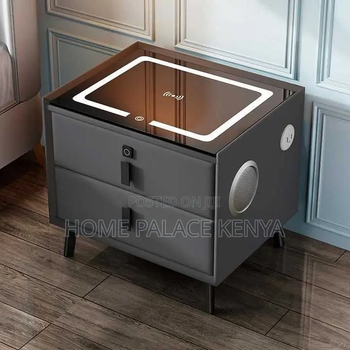 Night Stand; Bedside Table With Wireless Charger and Storage Drawers