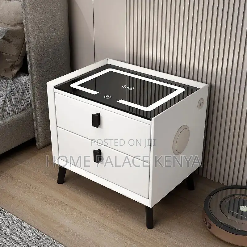 Night Stand; Bedside Table With Wireless Charger and Storage Drawers