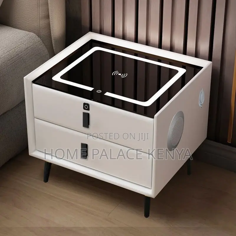 Night Stand; Bedside Table With Wireless Charger and Storage Drawers