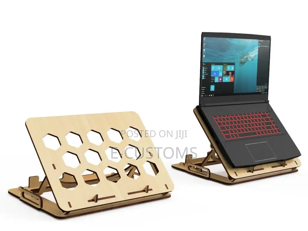 Ergonomic Wooden Laptop Stand | CNC Cut | Custom Designs Available