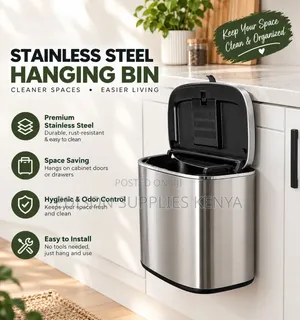 6L Trash Can Hanging Kitchen Garbage Bin Dust Bin Stainless Steel