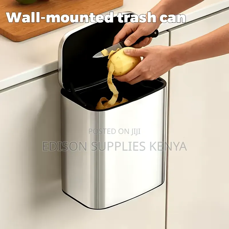 6L Trash Can Hanging Kitchen Garbage Bin Dust Bin Stainless Steel