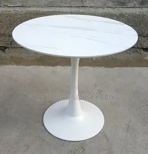 Dining Table : Modern Round Marble-Finish Tulip Pedestal Table