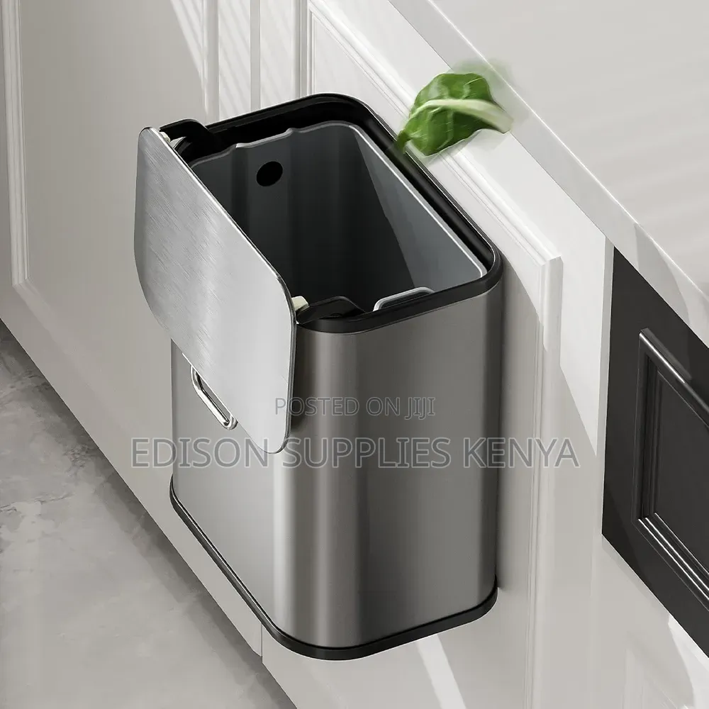 6L Trash Can Hanging Kitchen Garbage Bin Dust Bin Stainless Steel
