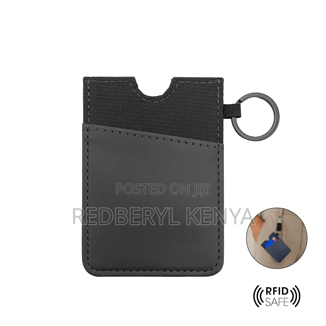 Vertical RFID Cardholder Wallet With Keyring - Carbon