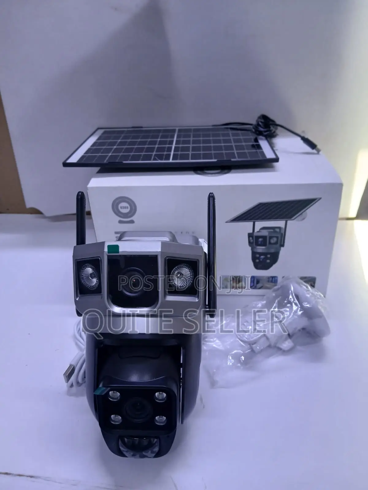 Rechargeable Dual Lens WiFi CCTV Camera With Solar Panel