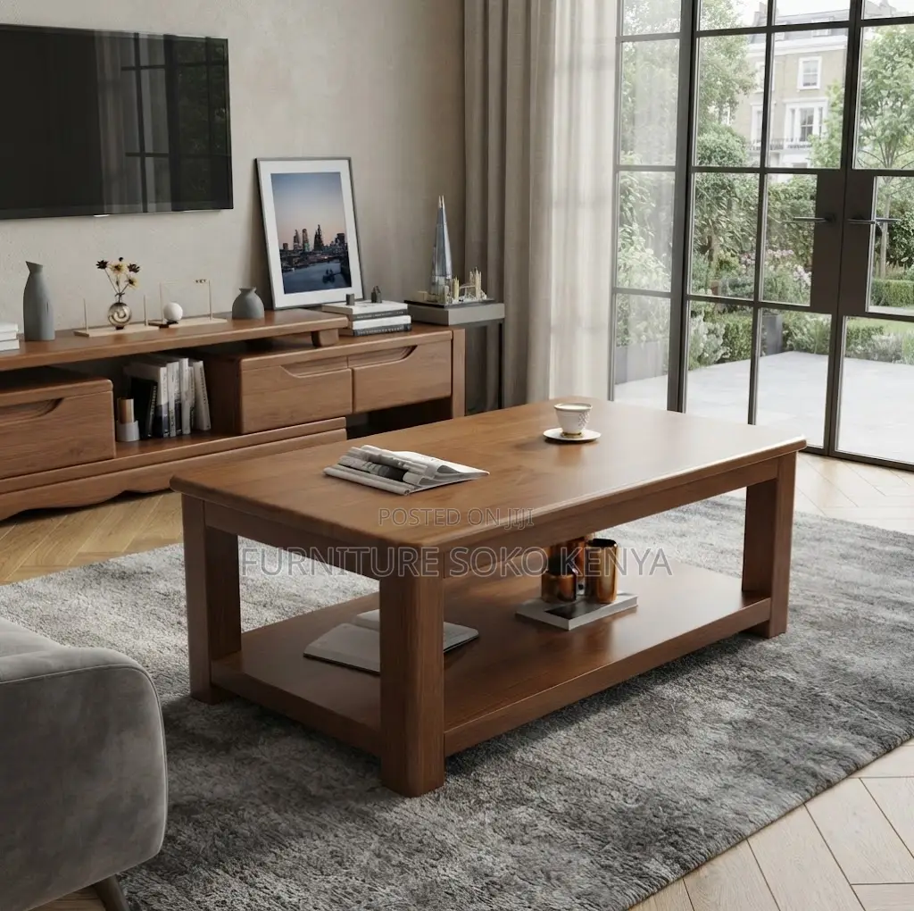 Coffee Table: Premium Solid Pure Mahogany Wood Coffee Table