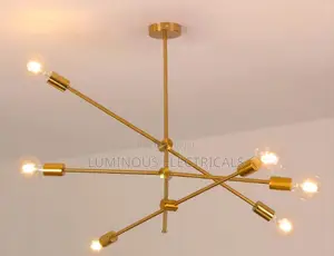 Modern Gold Sputnik Chandelier 6-Light Mid-Century Pendant Lamp