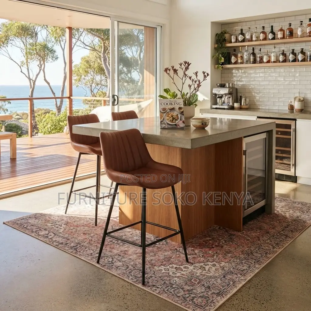 Barstools; Modern Non Adjustable Bar Stool With Backrest Footrest