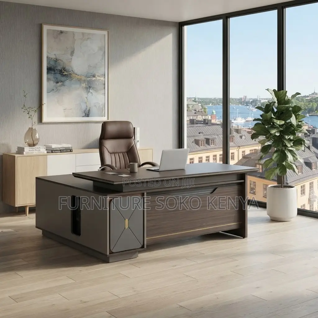 Executive Office Desk : 1800MM Executive L-Shaped Work Table
