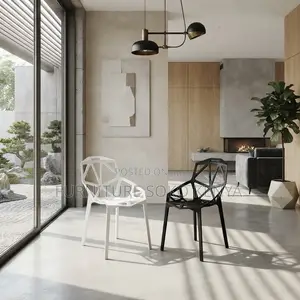 Home Chair: High Back Stackable Plastic Dining Chair