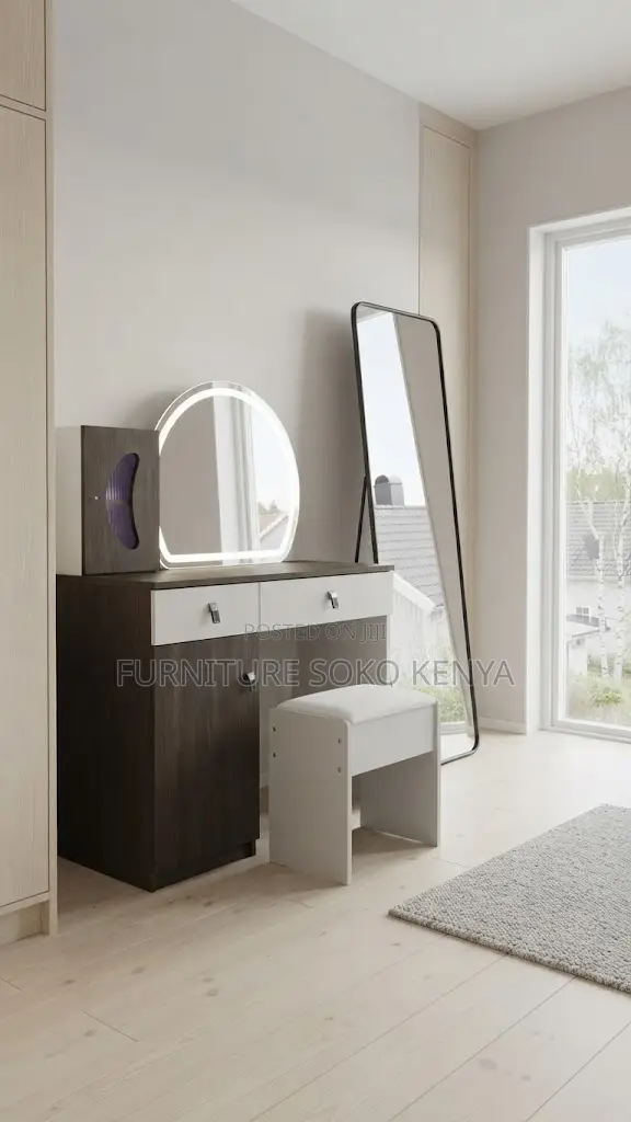 Dressers; Dressing Brown Elegant Vanity Dressing Table