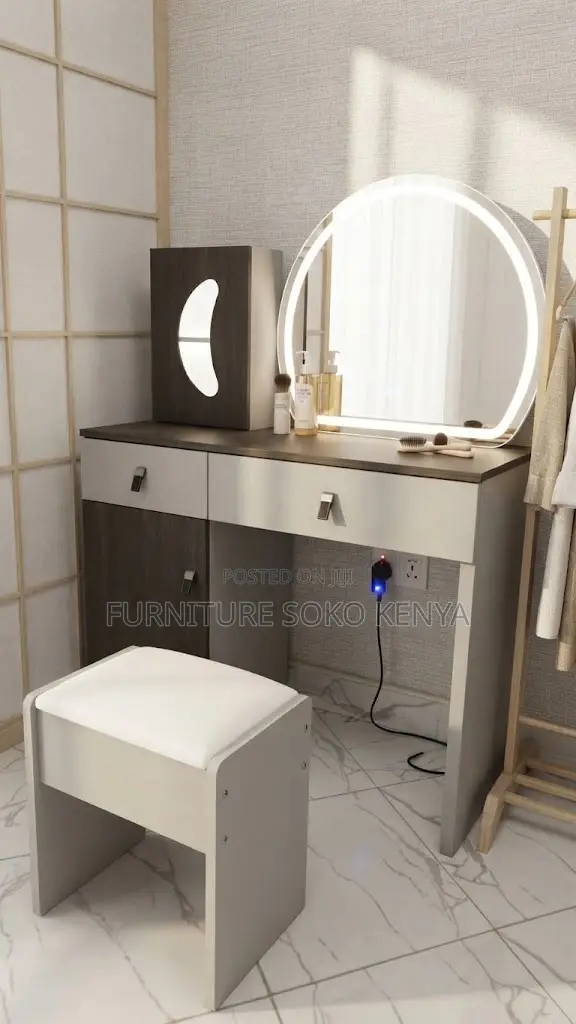 Dressers; Dressing Brown Elegant Vanity Dressing Table