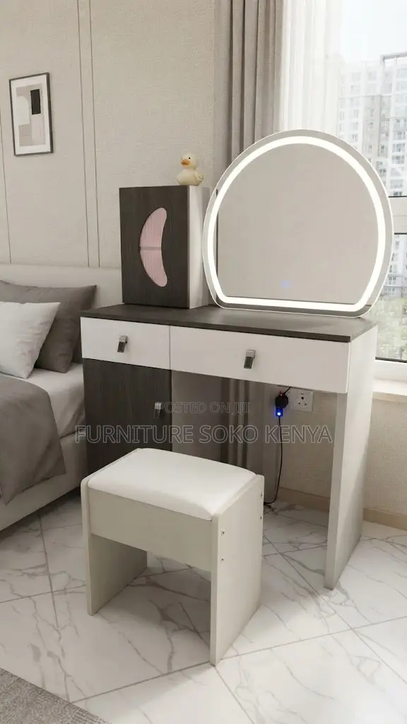 Dressers; Dressing Brown Elegant Vanity Dressing Table