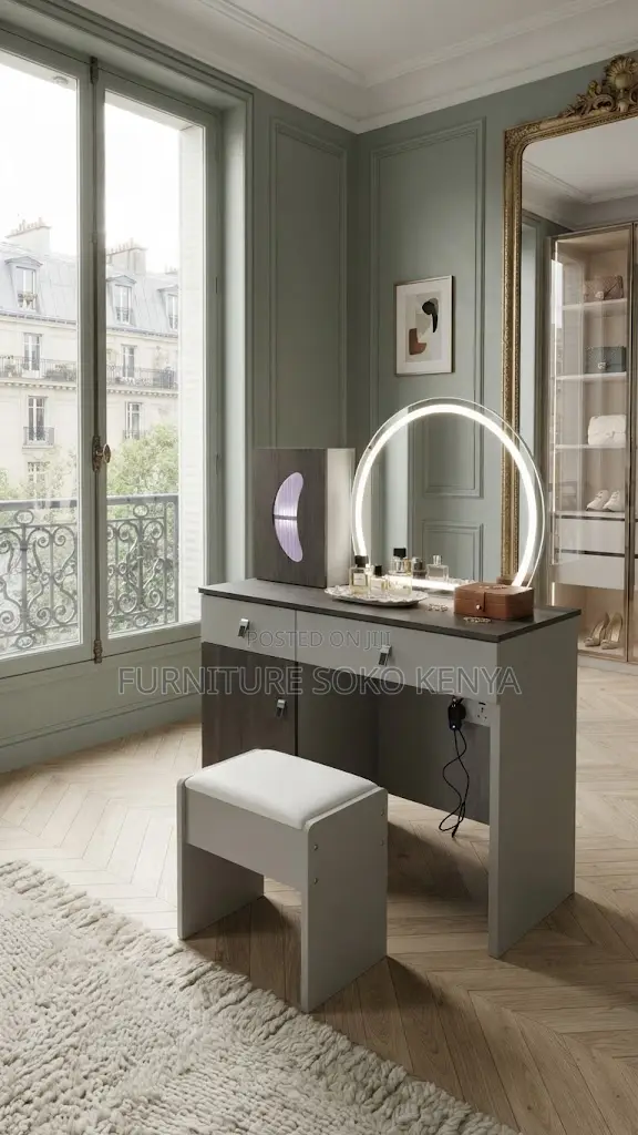 Dressers; Dressing Brown Elegant Vanity Dressing Table
