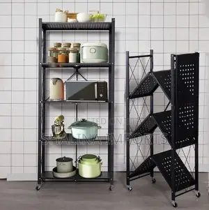 5 Tier Big Size Foldable Kitchen Rack With Wheels