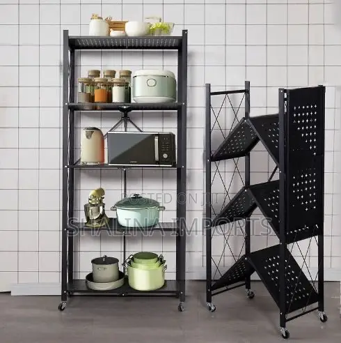 5 Tier Big Size Foldable Kitchen Rack With Wheels