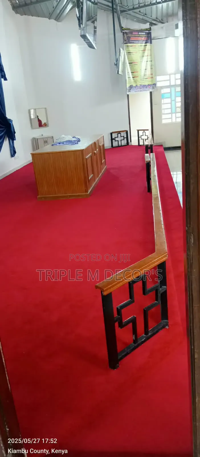 Durable 8mm Red USACarpet for Church Sanctuary